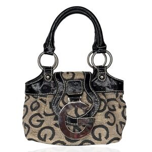 Vintage Guess y2k Mini Hand Bag Monogram Swag Glam 2000's Silver G Hardware
